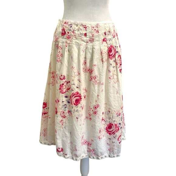 JOHNNY WAS Romantic Floral Print Midi A-Line Skirt Cottagecore Pretty size 2 - Picture 6 of 8